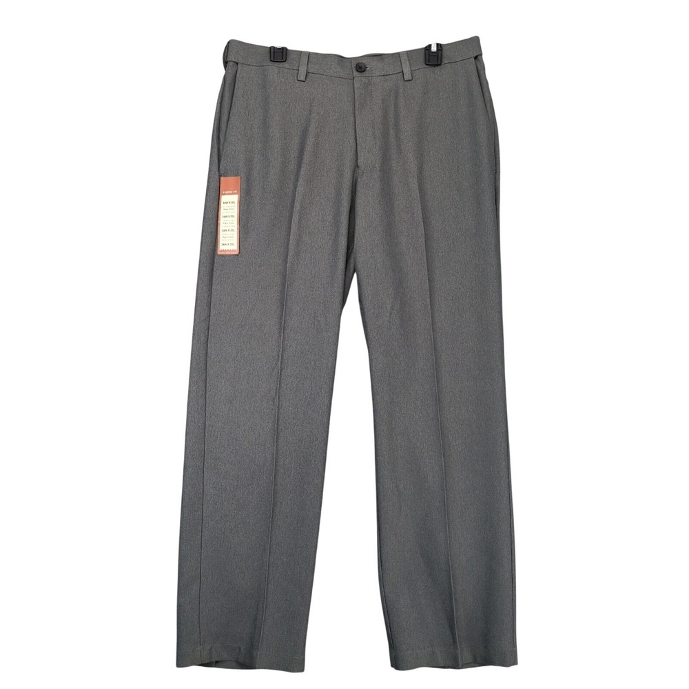 NWT Haggar Graphite Gray Cool 18 Gabardine Dress Pants Mens 34x30" Career Formal